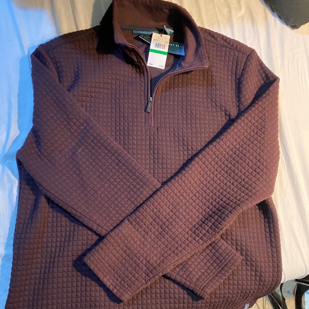 Perry Ellis burgundy collar pull over sweater